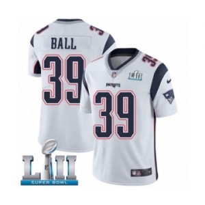 Men's Nike New England Patriots #39 Montee Ball White Vapor Untouchable Limited Player Super Bowl LII NFL Jersey