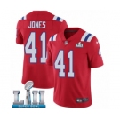 Men's Nike New England Patriots #41 Cyrus Jones Red Alternate Vapor Untouchable Limited Player Super Bowl LII NFL Jersey
