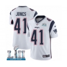 Men's Nike New England Patriots #41 Cyrus Jones White Vapor Untouchable Limited Player Super Bowl LII NFL Jersey