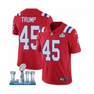 Men's Nike New England Patriots #45 Donald Trump Red Alternate Vapor Untouchable Limited Player Super Bowl LII NFL Jersey