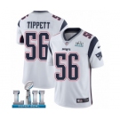 Men's Nike New England Patriots #56 Andre Tippett White Vapor Untouchable Limited Player Super Bowl LII NFL Jersey