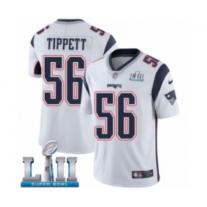 Men's Nike New England Patriots #56 Andre Tippett White Vapor Untouchable Limited Player Super Bowl LII NFL Jersey