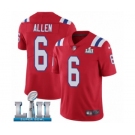 Men's Nike New England Patriots #6 Ryan Allen Red Alternate Vapor Untouchable Limited Player Super Bowl LII NFL Jersey