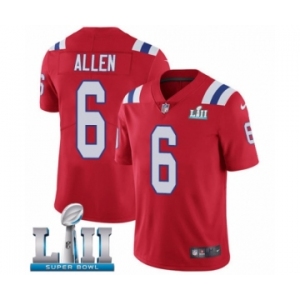 Men's Nike New England Patriots #6 Ryan Allen Red Alternate Vapor Untouchable Limited Player Super Bowl LII NFL Jersey