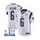 Men's Nike New England Patriots #6 Ryan Allen White Vapor Untouchable Limited Player Super Bowl LII NFL Jersey
