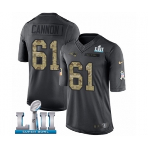 Men's Nike New England Patriots #61 Marcus Cannon Limited Black 2016 Salute to Service Super Bowl LII NFL Jersey