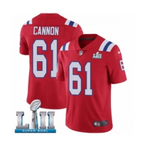 Men's Nike New England Patriots #61 Marcus Cannon Red Alternate Vapor Untouchable Limited Player Super Bowl LII NFL Jersey