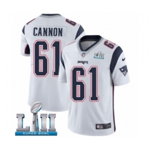 Men's Nike New England Patriots #61 Marcus Cannon White Vapor Untouchable Limited Player Super Bowl LII NFL Jersey
