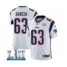 Men's Nike New England Patriots #63 Antonio Garcia White Vapor Untouchable Limited Player Super Bowl LII NFL Jersey