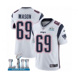 Men's Nike New England Patriots #69 Shaq Mason White Vapor Untouchable Limited Player Super Bowl LII NFL Jersey