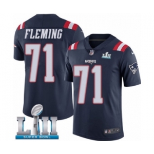 Men's Nike New England Patriots #71 Cameron Fleming Limited Navy Blue Rush Vapor Untouchable Super Bowl LII NFL Jersey