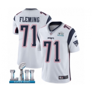 Men's Nike New England Patriots #71 Cameron Fleming White Vapor Untouchable Limited Player Super Bowl LII NFL Jersey