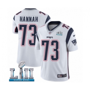 Men's Nike New England Patriots #73 John Hannah White Vapor Untouchable Limited Player Super Bowl LII NFL Jersey