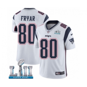 Men's Nike New England Patriots #80 Irving Fryar White Vapor Untouchable Limited Player Super Bowl LII NFL Jersey