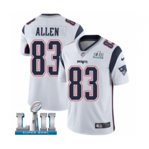 Men's Nike New England Patriots #83 Dwayne Allen White Vapor Untouchable Limited Player Super Bowl LII NFL Jersey