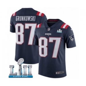 Men's Nike New England Patriots #87 Rob Gronkowski Limited Navy Blue Rush Vapor Untouchable Super Bowl LII NFL Jersey