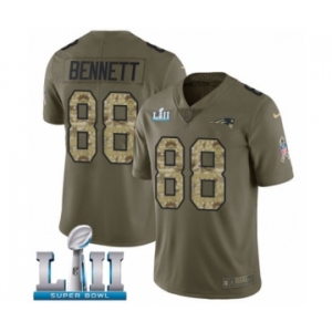 Men's Nike New England Patriots #88 Martellus Bennett Limited Olive-Camo 2017 Salute to Service Super Bowl LII NFL Jersey