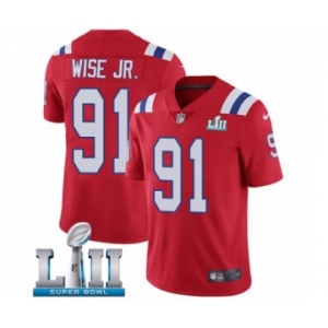 Men's Nike New England Patriots #91 Deatrich Wise Jr Red Alternate Vapor Untouchable Limited Player Super Bowl LII NFL Jersey