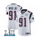 Men's Nike New England Patriots #91 Deatrich Wise Jr White Vapor Untouchable Limited Player Super Bowl LII NFL Jersey