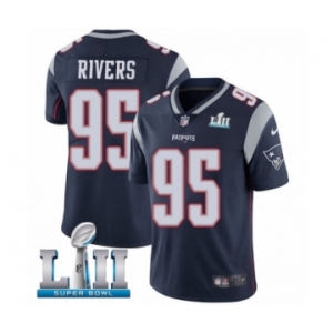 Men's Nike New England Patriots #95 Derek Rivers Navy Blue Team Color Vapor Untouchable Limited Player Super Bowl LII NFL Jersey