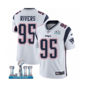 Men's Nike New England Patriots #95 Derek Rivers White Vapor Untouchable Limited Player Super Bowl LII NFL Jersey