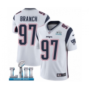 Men's Nike New England Patriots #97 Alan Branch White Vapor Untouchable Limited Player Super Bowl LII NFL Jersey