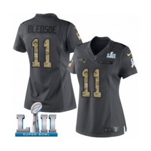 Women's Nike New England Patriots #11 Drew Bledsoe Limited Black 2016 Salute to Service Super Bowl LII NFL Jersey