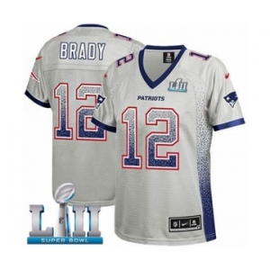 Women's Nike New England Patriots #12 Tom Brady Elite Grey Drift Fashion Super Bowl LII NFL Jersey