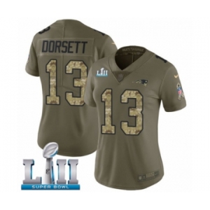 Women's Nike New England Patriots #13 Phillip Dorsett Limited Olive-Camo 2017 Salute to Service Super Bowl LII NFL Jersey