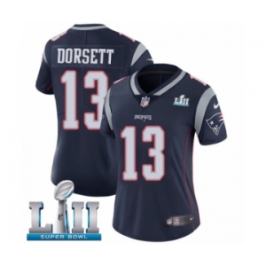 Women's Nike New England Patriots #13 Phillip Dorsett Navy Blue Team Color Vapor Untouchable Limited Player Super Bowl LII NFL Jersey