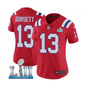 Women's Nike New England Patriots #13 Phillip Dorsett Red Alternate Vapor Untouchable Limited Player Super Bowl LII NFL Jersey