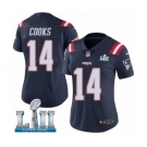 Women's Nike New England Patriots #14 Brandin Cooks Limited Navy Blue Rush Vapor Untouchable Super Bowl LII NFL Jersey