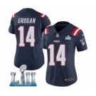 Women's Nike New England Patriots #14 Steve Grogan Limited Navy Blue Rush Vapor Untouchable Super Bowl LII NFL Jersey