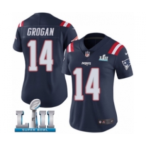 Women's Nike New England Patriots #14 Steve Grogan Limited Navy Blue Rush Vapor Untouchable Super Bowl LII NFL Jersey