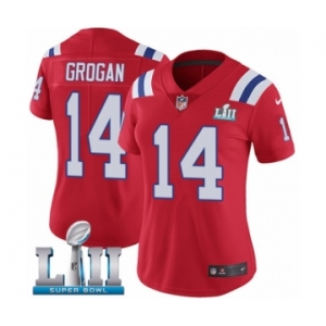 Women's Nike New England Patriots #14 Steve Grogan Red Alternate Vapor Untouchable Limited Player Super Bowl LII NFL Jersey