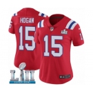 Women's Nike New England Patriots #15 Chris Hogan Red Alternate Vapor Untouchable Limited Player Super Bowl LII NFL Jersey