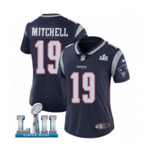 Women's Nike New England Patriots #19 Malcolm Mitchell Navy Blue Team Color Vapor Untouchable Limited Player Super Bowl LII NFL Jersey