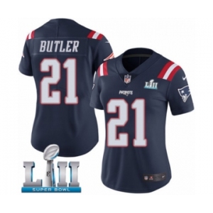 Women's Nike New England Patriots #21 Malcolm Butler Limited Navy Blue Rush Vapor Untouchable Super Bowl LII NFL Jersey