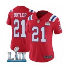 Women's Nike New England Patriots #21 Malcolm Butler Red Alternate Vapor Untouchable Limited Player Super Bowl LII NFL Jersey