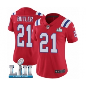 Women's Nike New England Patriots #21 Malcolm Butler Red Alternate Vapor Untouchable Limited Player Super Bowl LII NFL Jersey