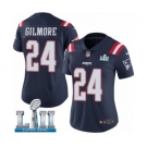 Women's Nike New England Patriots #24 Stephon Gilmore Limited Navy Blue Rush Vapor Untouchable Super Bowl LII NFL Jersey