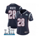 Women's Nike New England Patriots #28 James White Navy Blue Team Color Vapor Untouchable Limited Player Super Bowl LII NFL Jersey