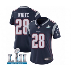 Women's Nike New England Patriots #28 James White Navy Blue Team Color Vapor Untouchable Limited Player Super Bowl LII NFL Jersey