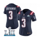 Women's Nike New England Patriots #3 Stephen Gostkowski Limited Navy Blue Rush Vapor Untouchable Super Bowl LII NFL Jersey