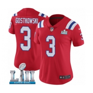Women's Nike New England Patriots #3 Stephen Gostkowski Red Alternate Vapor Untouchable Limited Player Super Bowl LII NFL Jersey