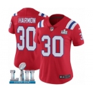 Women's Nike New England Patriots #30 Duron Harmon Red Alternate Vapor Untouchable Limited Player Super Bowl LII NFL Jersey