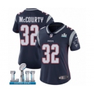Women's Nike New England Patriots #32 Devin McCourty Navy Blue Team Color Vapor Untouchable Limited Player Super Bowl LII NFL Jersey
