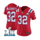 Women's Nike New England Patriots #32 Devin McCourty Red Alternate Vapor Untouchable Limited Player Super Bowl LII NFL Jersey