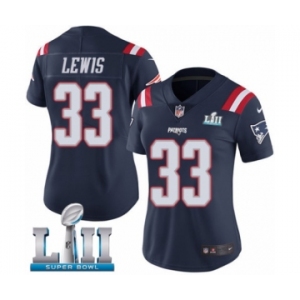 Women's Nike New England Patriots #33 Dion Lewis Limited Navy Blue Rush Vapor Untouchable Super Bowl LII NFL Jersey