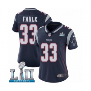 Women's Nike New England Patriots #33 Kevin Faulk Navy Blue Team Color Vapor Untouchable Limited Player Super Bowl LII NFL Jersey